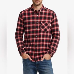 Woolrich Buffalo Plaid Flannel Shirt Red Black 100% Cotton Men's Large